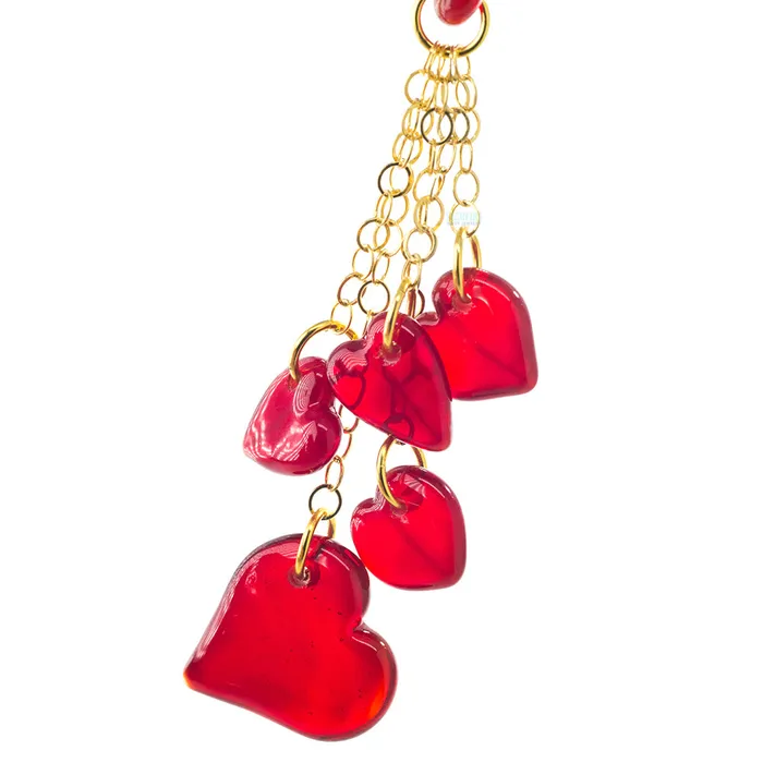 Gorilla Glass Earrings Dangling Hearts in Glass