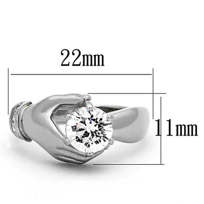 Green CJ1230 Wholesale Womens Stainless Steel Clear AAA Grade CZ Solitaire Claddagh Ring Rings Green CJ1230 Wholesale Womens Stainless Steel Clear AAA Grade CZ Solitaire Claddagh Ring Rings