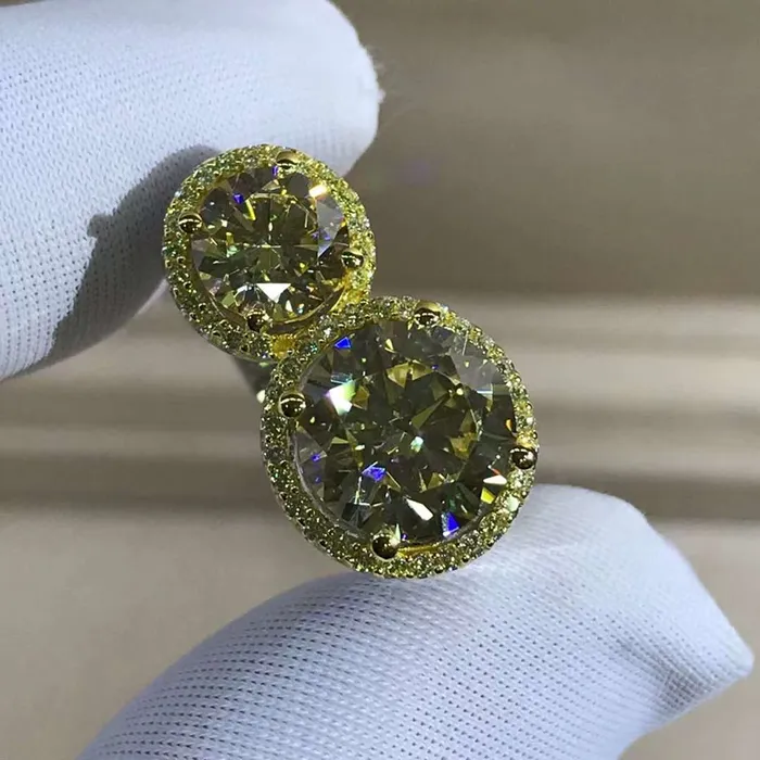 Leyloon Jewelry Rings 5 Carat Round Cut Moissanite Ring Vivid Yellow VVS 2 Stone Double Floating Halo Leyloon Jewelry Rings 5 Carat Round Cut Moissanite Ring Vivid Yellow VVS 2 Stone Double Floating Halo