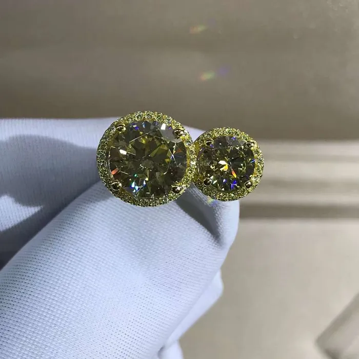 Leyloon Jewelry Rings 5 Carat Round Cut Moissanite Ring Vivid Yellow VVS 2 Stone Double Floating Halo