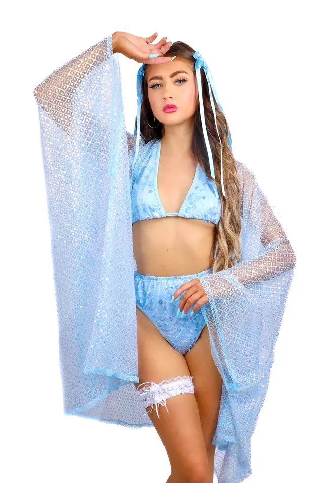 lumishopusa Rings Sequin Kimono Blue Sky Picnic