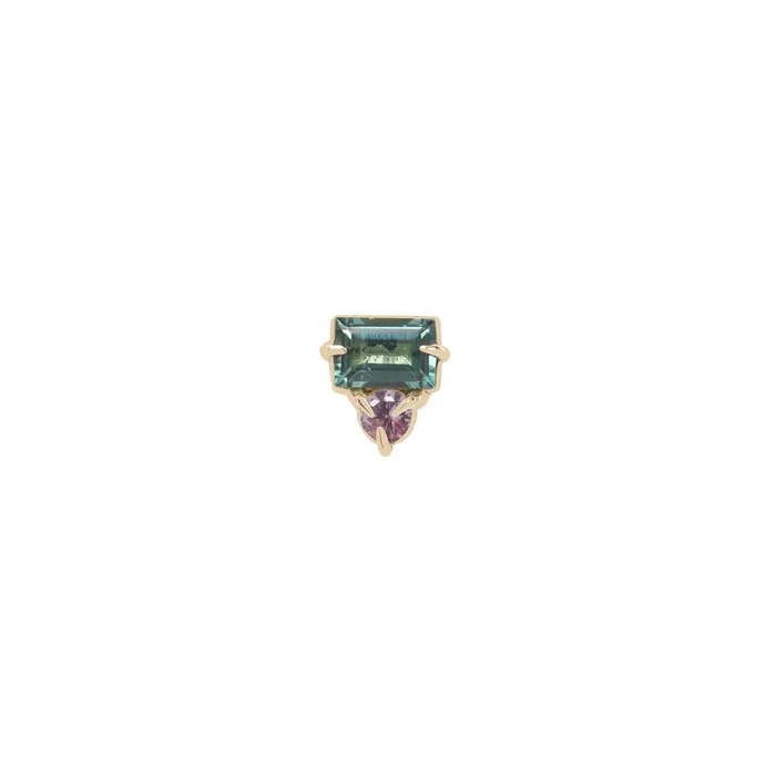 Maya Jewelry Earrings threadless Tender End in Gold with Genuine Gemstone