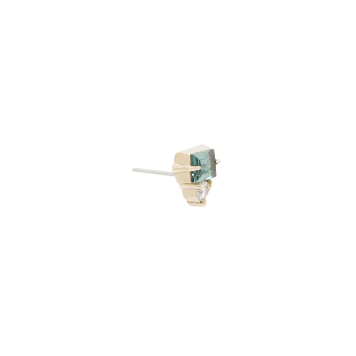 Maya Jewelry Earrings threadless Tender End in Gold with Genuine Gemstone