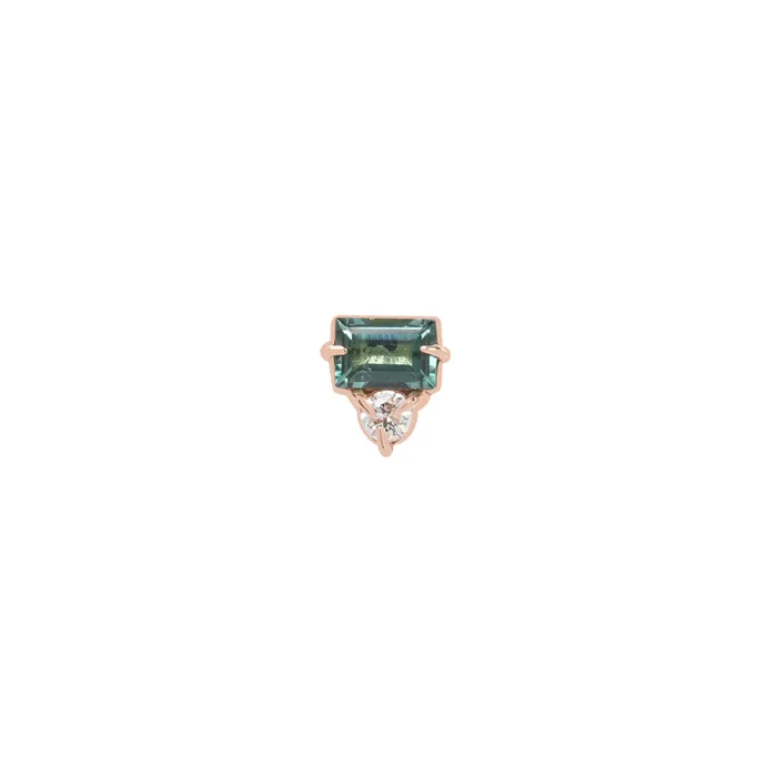 Maya Jewelry Earrings threadless Tender End in Gold with Genuine Gemstone