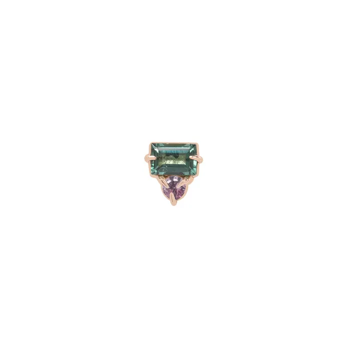 Maya Jewelry Earrings threadless Tender End in Gold with Genuine Gemstone