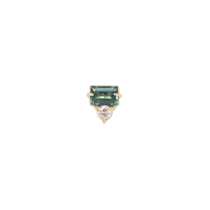 Maya Jewelry Earrings threadless Tender End in Gold with Genuine Gemstone