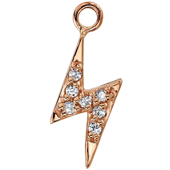Micro Pave Lightning Bolt Charm in Gold with DIAMONDS Body Vision BVLA Earrings