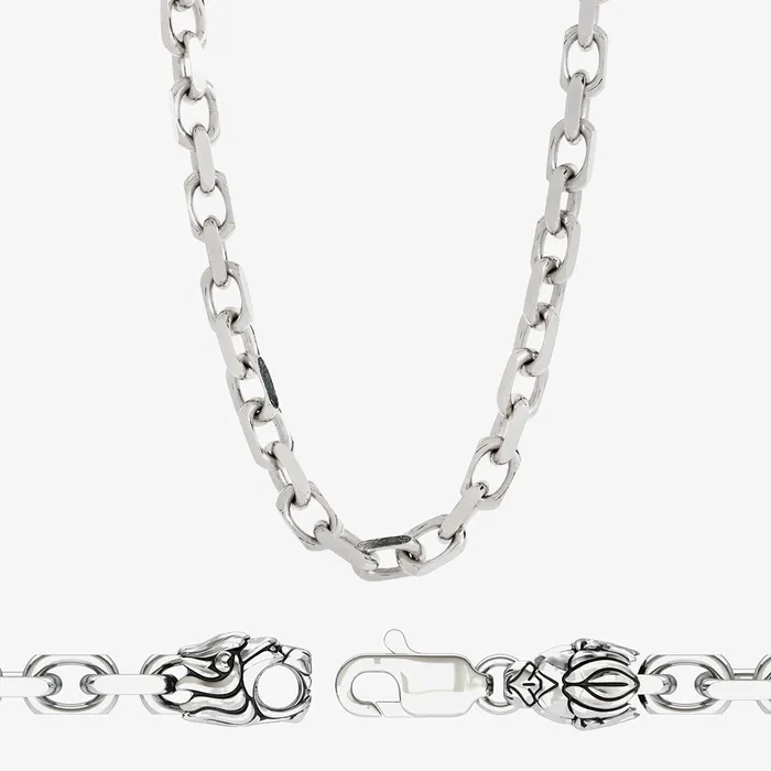 Proclamation Jewelry Necklaces 5mm Silver Forza Heavy Link Chain Lion Clasp Proclamation Jewelry Necklaces 5mm Silver Forza Heavy Link Chain Lion Clasp