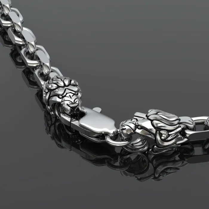 Proclamation Jewelry Necklaces 5mm Silver Forza Heavy Link Chain Lion Clasp