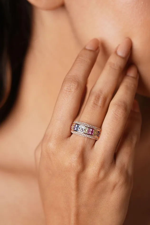 Rings Attrangi Classic Subtle Rainbow Ring Rings Attrangi Classic Subtle Rainbow Ring
