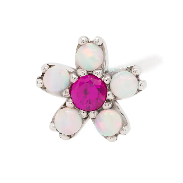 Rings Body Vision BVLA Cherry Blossom Nostril Screw in Gold with White Opal Ruby Rings Body Vision BVLA Cherry Blossom Nostril Screw in Gold with White Opal Ruby