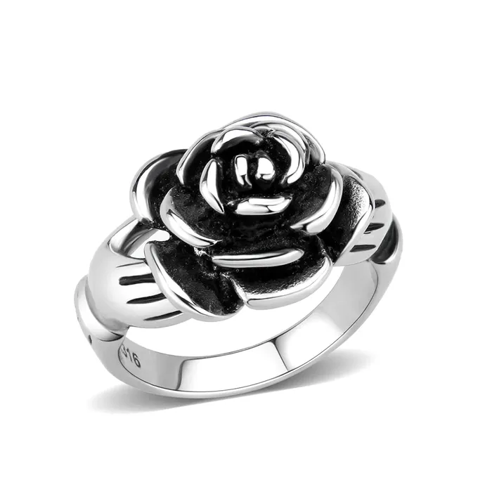 Rings Green CJ3870 Wholesale Womens Stainless Steel Flower Ring