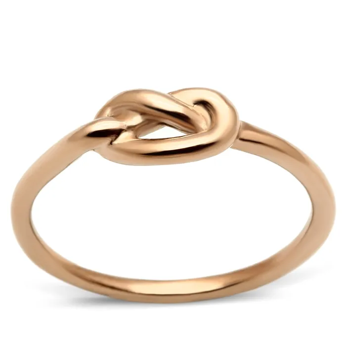 Rings Green CJ630R Wholesale Womens Stainless Steel IP Rose Gold Minimal Love Knot Ring