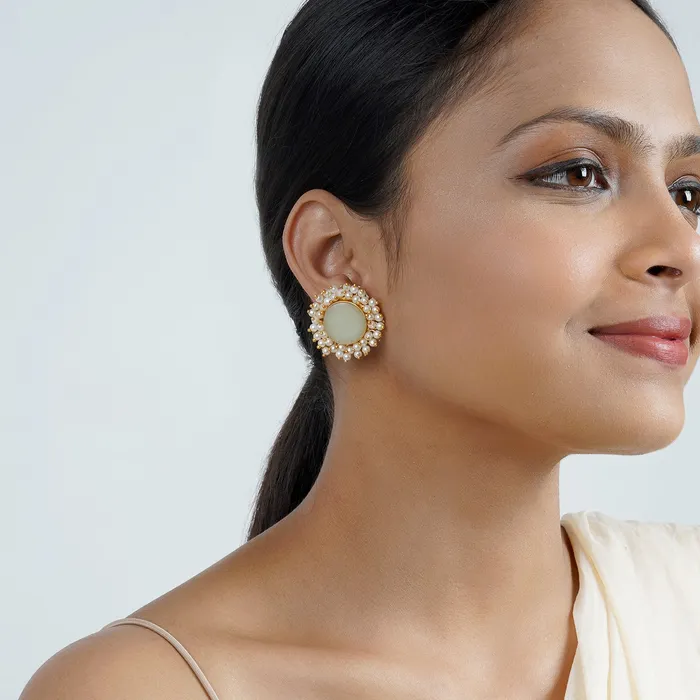 Teejh Earrings Teejh Roop Light Green Druzy Stone Earring Teejh Earrings Teejh Roop Light Green Druzy Stone Earring