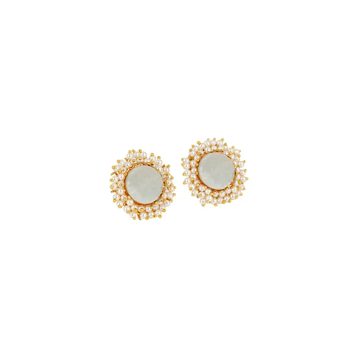 Teejh Earrings Teejh Roop Light Green Druzy Stone Earring Teejh Earrings Teejh Roop Light Green Druzy Stone Earring