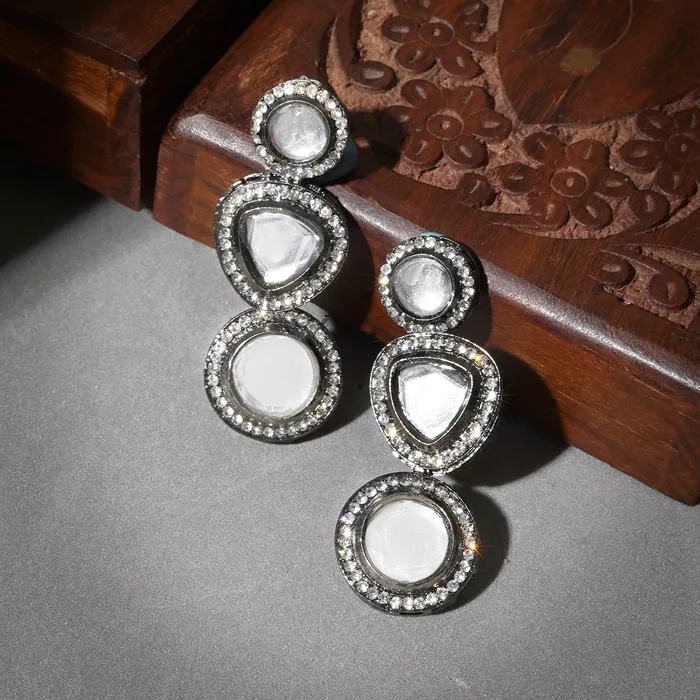 Teejh Teejh Chandani Silver Oxidised Earrings Earrings
