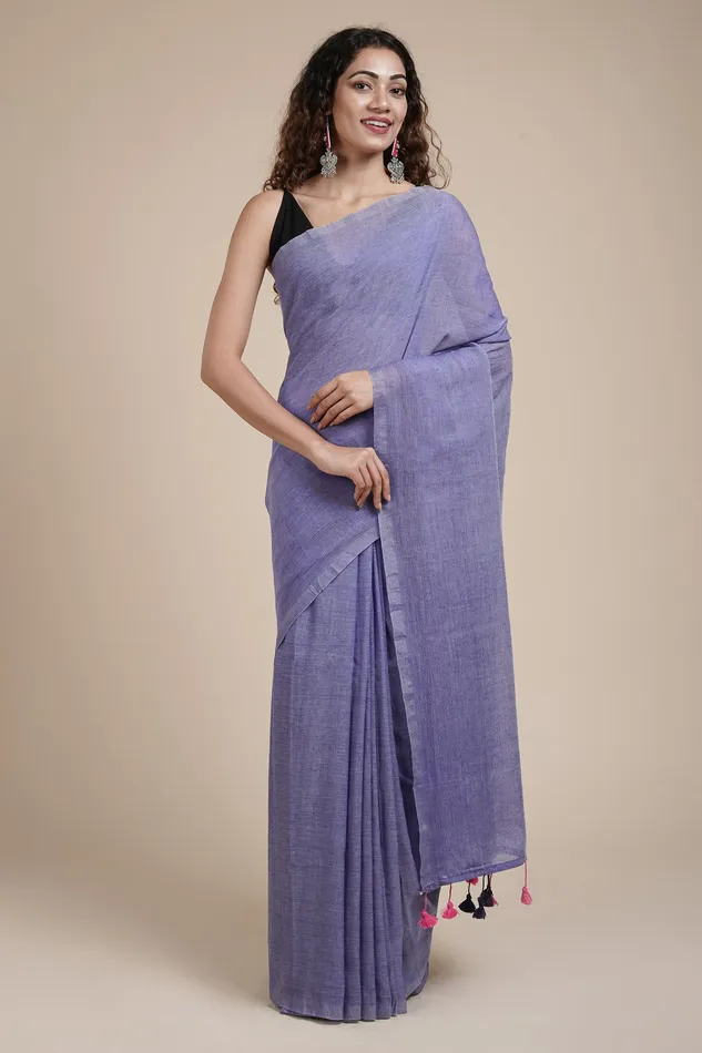 Teejh Teejh Takshi Light Purple Mulmul Saree Necklaces