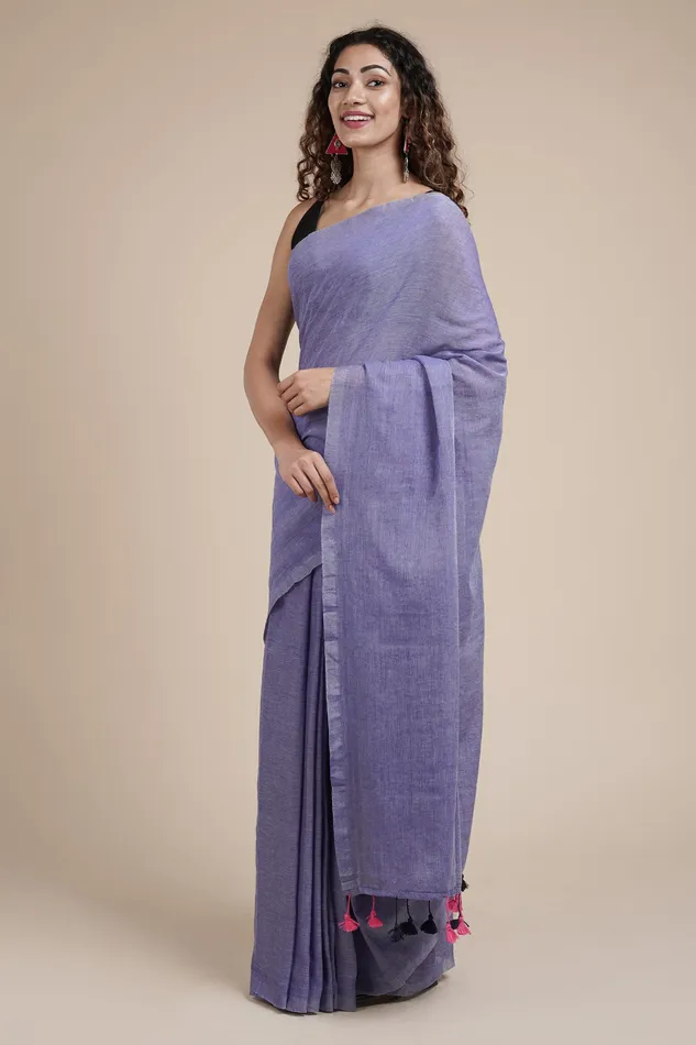 Teejh Teejh Takshi Light Purple Mulmul Saree Necklaces