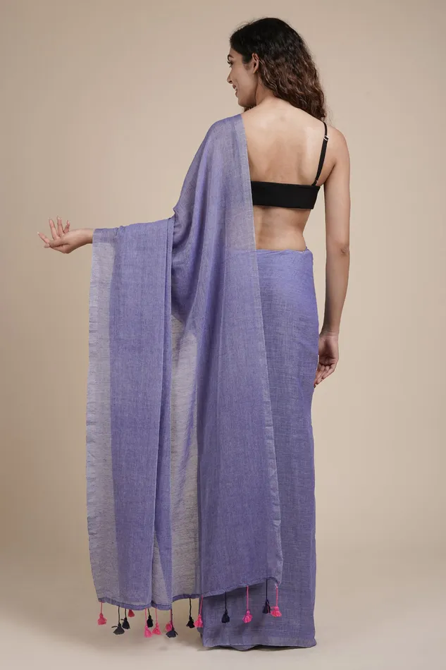Teejh Teejh Takshi Light Purple Mulmul Saree Necklaces