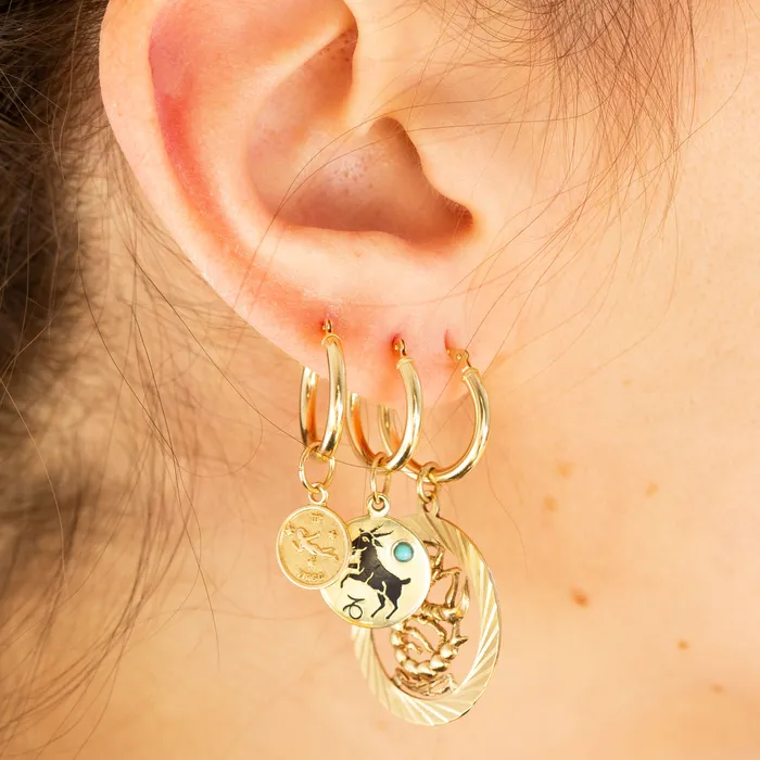 Vintage Earrings Sagittarius 14k Gold Zodiac Charm