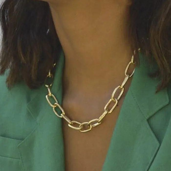 01 Necklaces N1656 Gold Chain Link Necklace with FREE Earrings