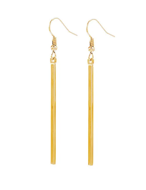 02 E921 Gold Vertical Bar Earrings Earrings