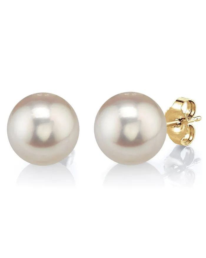 1112mm White Freshwater Round Pearl Stud Earrings spt Earrings