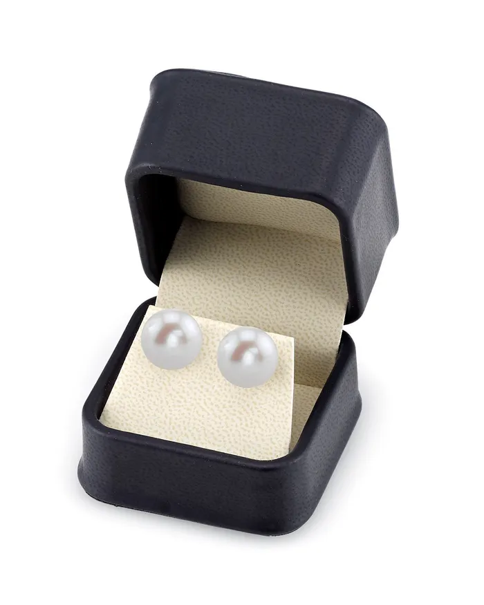 1112mm White Freshwater Round Pearl Stud Earrings spt Earrings