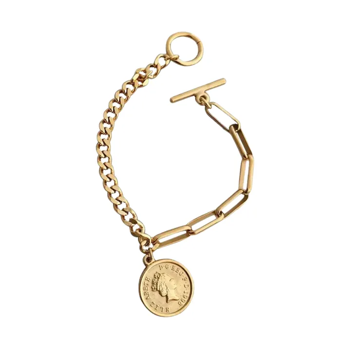 18K GoldFilled Queen Elizabeth Portrait Coin Bracelet Jewelvers Bracelets 18K GoldFilled Queen Elizabeth Portrait Coin Bracelet Jewelvers Bracelets