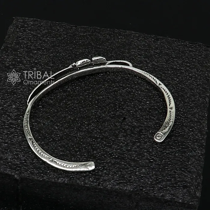 925 sterling silver handmade amazing stylish feather design adjustable customized modern trendy cuff kada bracelet unisex jewelry CUFF177 TRIBAL ORNAMENTS Bracelets