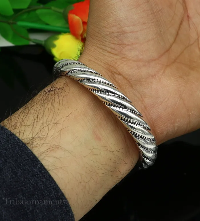 925 Sterling silver handmade Lord Shiva trident trishul trishool kada bangle bracelet with natural Rudraksha customized kada nsk381 TRIBAL ORNAMENTS Bracelets