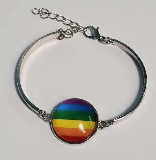 B477 Silver Rainbow Pride Bracelet polly Bracelets