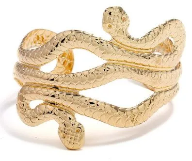 Bracelets POLLY B36 Gold Snake Cuff Bracelet