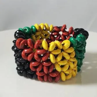 Bracelets Polly B630 Red Yellow Green Wooden Bead Bracelet