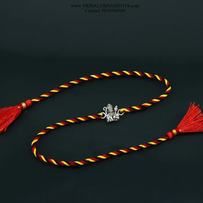Bracelets TRIBAL ORNAMENTS 925 sterling silver handmade beautiful Hanuman ji design Rakhi Bracelet amazing stylish gift for Rakshabandhan rk106