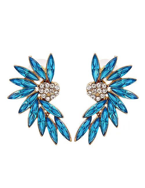 Earrings 02 E1489 Gold Blue Gemstone Earrings
