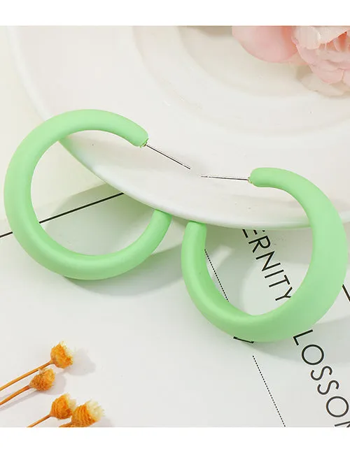 Earrings 02 E263 Mint Green Open Hoop Earrings