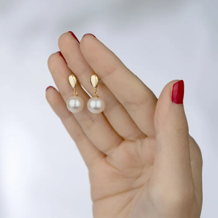 Earrings 18k Freshwater Pearl Earrings KE00102 Si Dian Jin Pearly Lustre