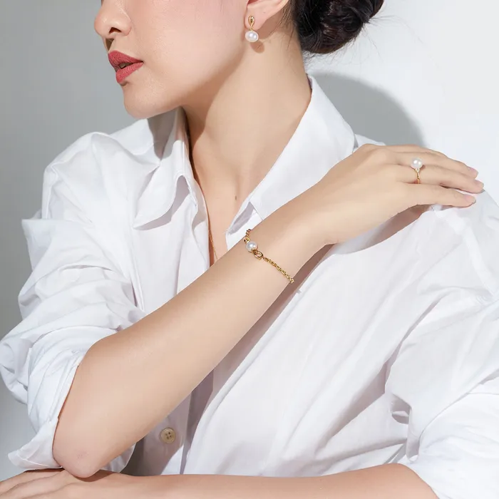 Earrings 18k Freshwater Pearl Earrings KE00102 Si Dian Jin Pearly Lustre