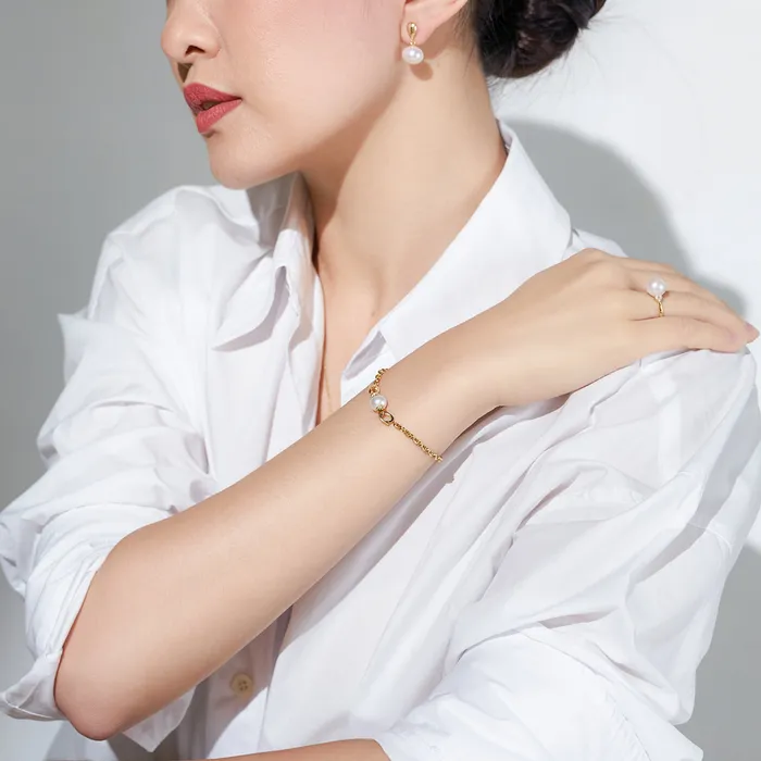 Earrings 18k Freshwater Pearl Earrings KE00102 Si Dian Jin Pearly Lustre