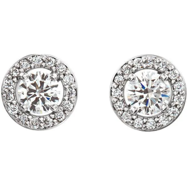 Earrings Fire Brilliance Round Center Halo 4 Prong Earrings