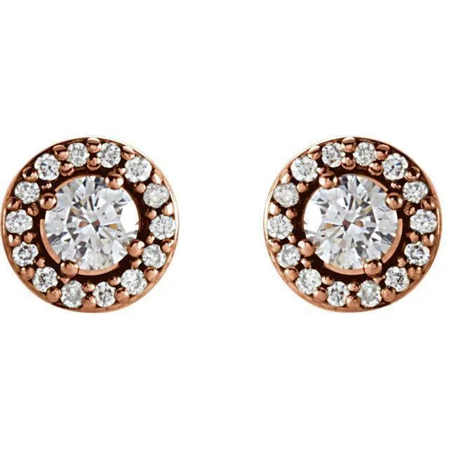 Earrings Fire Brilliance Round Center Halo 4 Prong Earrings