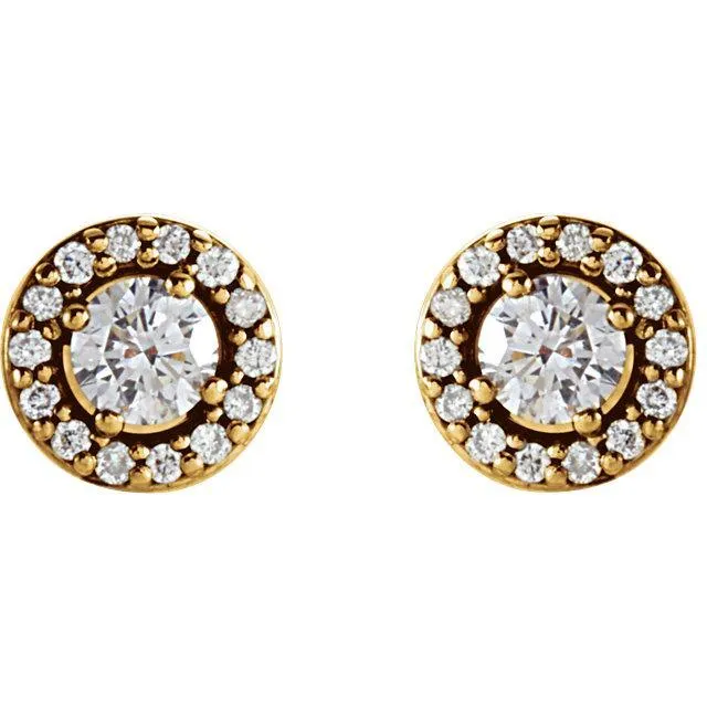 Earrings Fire Brilliance Round Center Halo 4 Prong Earrings