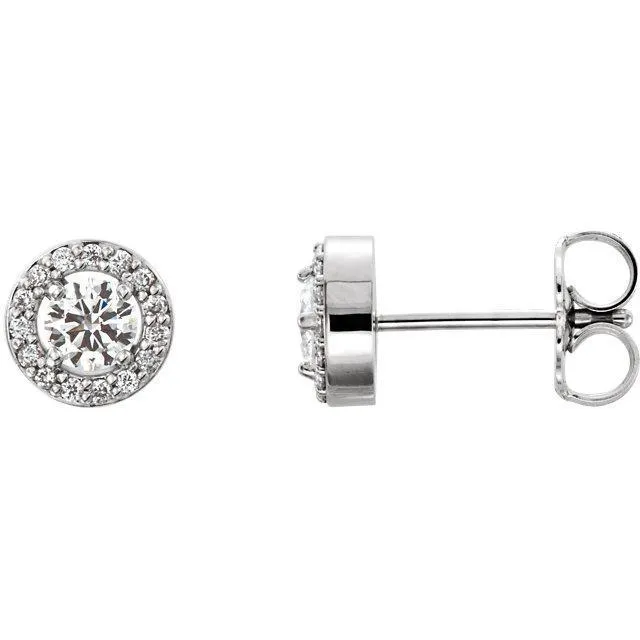 Earrings Fire Brilliance Round Center Halo 4 Prong Earrings