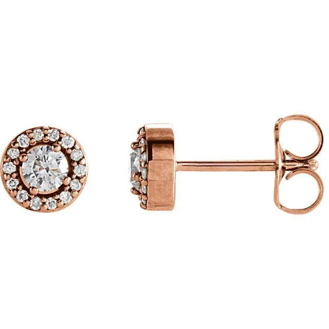 Earrings Fire Brilliance Round Center Halo 4 Prong Earrings