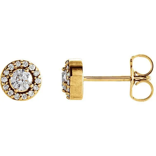 Earrings Fire Brilliance Round Center Halo 4 Prong Earrings