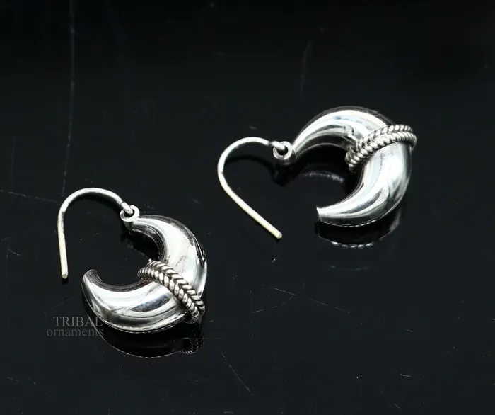 Earrings TRIBAL ORNAMENTS Vintage Design 925 sterling silver fabulous hoops earring tribal kundal earring from Rajasthan India best gifting unisex jewelry ear1048