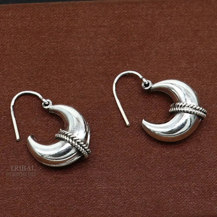 Earrings TRIBAL ORNAMENTS Vintage Design 925 sterling silver fabulous hoops earring tribal kundal earring from Rajasthan India best gifting unisex jewelry ear1048