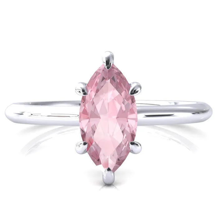 Fire Brilliance Rings Janey Marquise Pink Sapphire 6 Prongs Claw Floating Halo Inverted Cathedral Ring Fire Brilliance Rings Janey Marquise Pink Sapphire 6 Prongs Claw Floating Halo Inverted Cathedral Ring