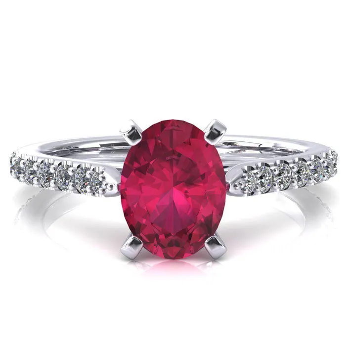 Fire Brilliance Rings Kelsy Oval Ruby 4 Prong 34 Shared Scalloped Inverted Cathedral Ring Fire Brilliance Rings Kelsy Oval Ruby 4 Prong 34 Shared Scalloped Inverted Cathedral Ring